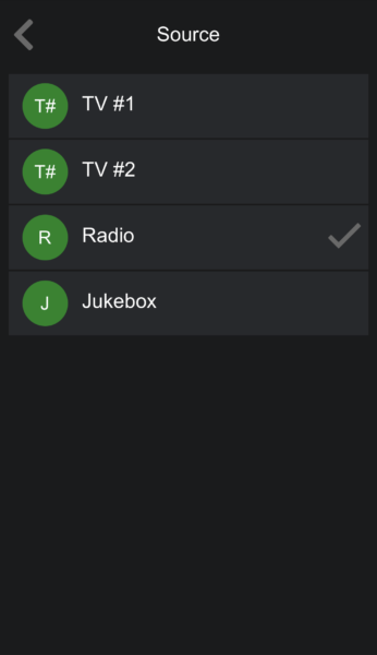 View of a Source Selection Screen