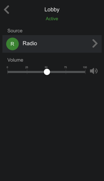 View of an audio output level control