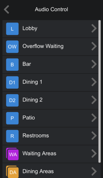 view of a zone selector panel